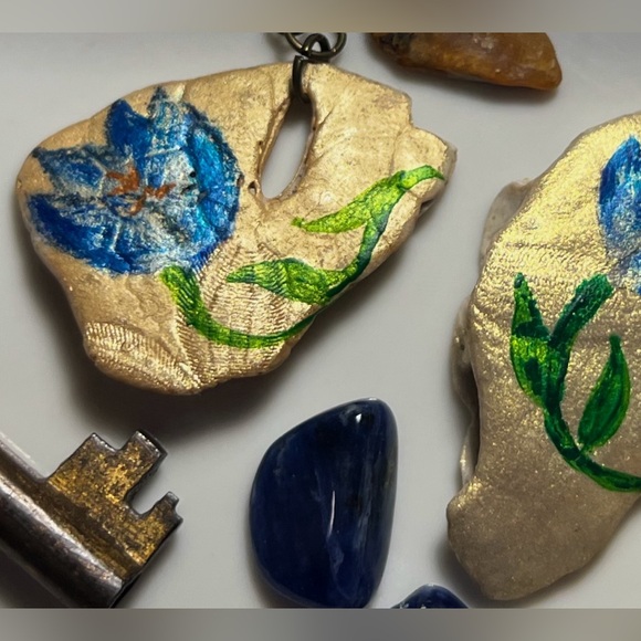 Sand Dollar Fragments: Handcrafted Earrings - Picture 2 of 3